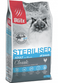 Blitz Classic Сухой корм для стерилизованных кошек с курицей Chicken Adult Sterilised Cat All Breeds